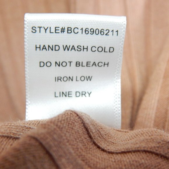 Kendall & Kylie Womens Body Con Mock Turtleneck Midi Sleeveless Dress Tan Size L - Picture 9 of 9